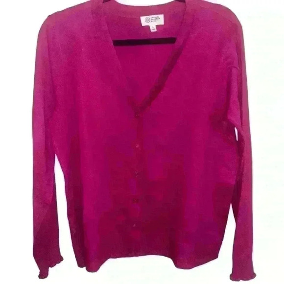 Candace Cameron Bure V-Neck Cardigan, Fuchsia Size Small - Picture 2 of 4